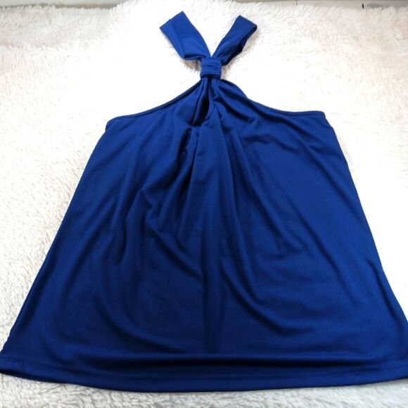 NWOT Joy Joy Elegant Navy Halter Top Womans Medium Flowy Comfort Trendy......... - Picture 9 of 11